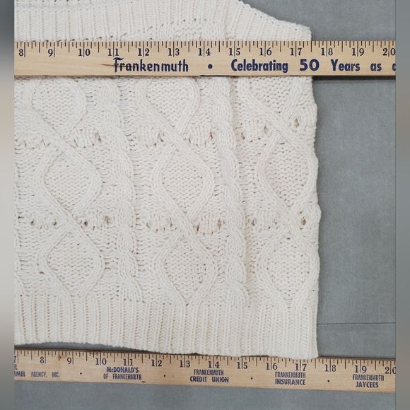Papillon crop top women's sz large cream cable knit crochet cottagecore - Picture 4 of 7